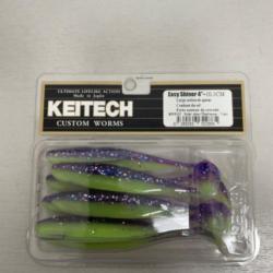 !! LEURRE KEITECH EASY SHINER 4'´ COL VIOLET SILVER CHARTREUSE