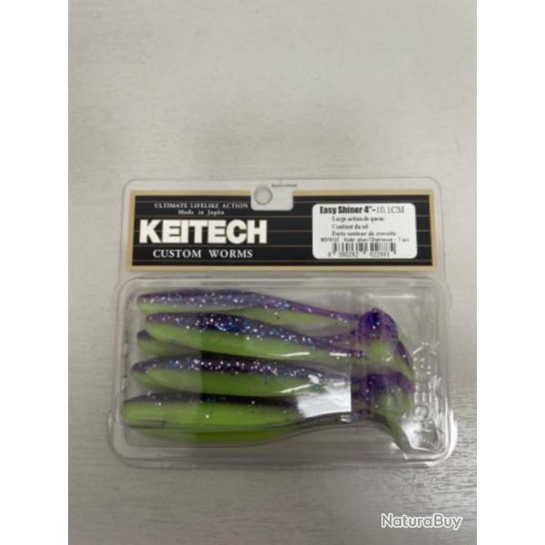 !! LEURRE KEITECH EASY SHINER 4' COL VIOLET SILVER CHARTREUSE