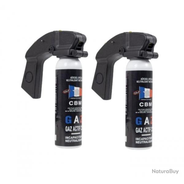 Pack de 2 BOMBE GAZ DEFENSE CS POIGNEE STANDARD 100ML