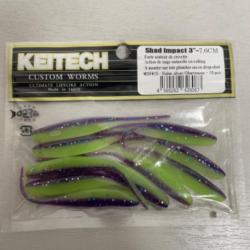 !! LEURRE KEITECH SHAD IMPACT 3'´ COL VIOLET SILVER CHARTREUSE