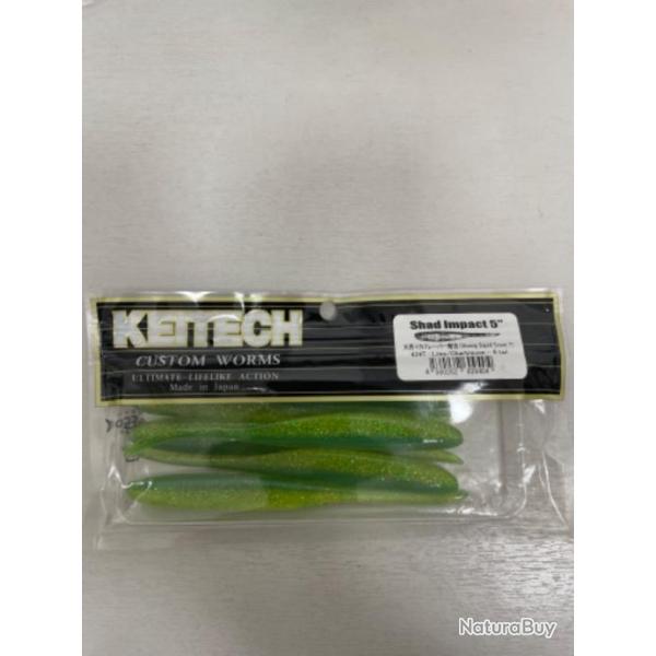 !! LEURRE KEITECH SHAD IMPACT 5' COL LIME CHARTREUSE