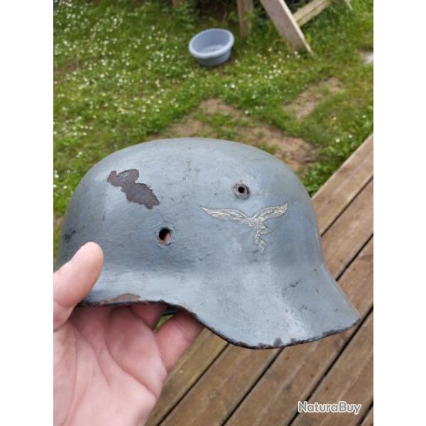 coque de Casque allemand Luftwaffe WW2 , coque fellee et peinture non d'origine