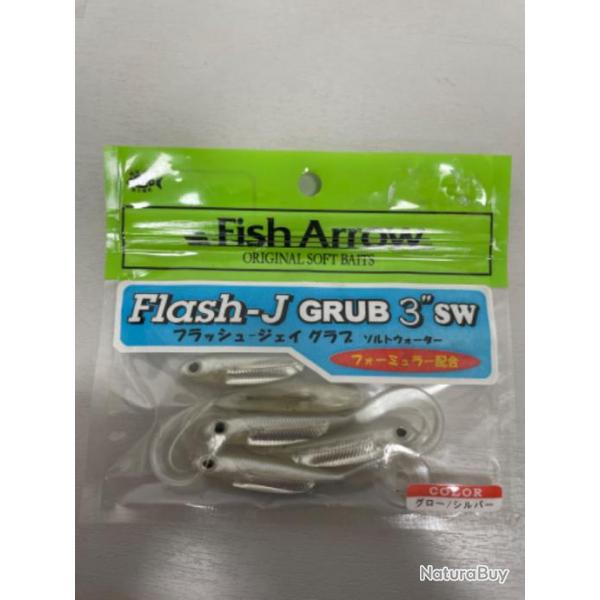 !! LEURRE FISH ARROW FLASH-J GRUB 3' COL GLOW SILVER