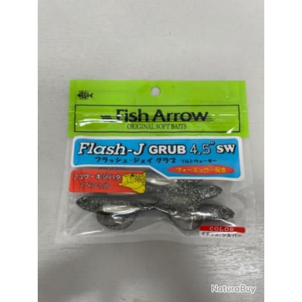 !! LEURRE FISH ARROW FLASH-J GRUB 4.5' COL INAKKO SILVER