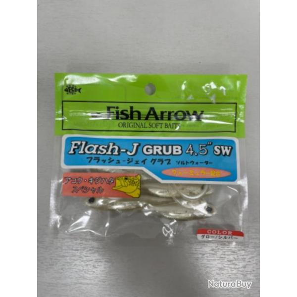 !! LEURRE FISH ARROW FLASH-J GRUB 4.5' COL GLOW SILVER