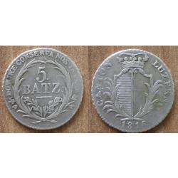 Suisse 5 Batz 1816 Canton de Lucerne Luzern Piece Argent Francs Franc
