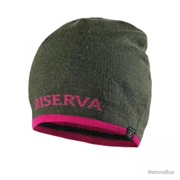 Bonnet RISERVA en laine merinos rose et vert