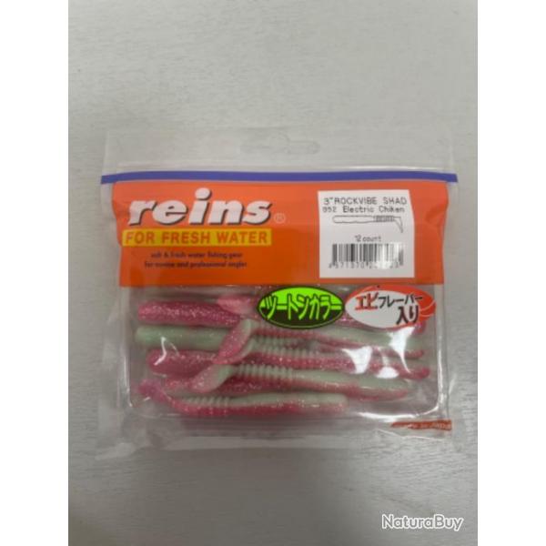 !! LEURRE REINS ROCKVIBE SHAD 3' COL ELECTRIC CHIKEN