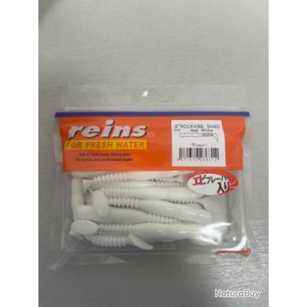 !! LEURRE REINS ROCKVIBE SHAD 3' COL MAT WHITE