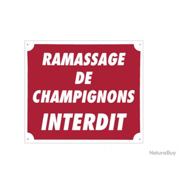 Panneau ''Ramassage de champignons interdit'' 30 x 25 cm Aluminium