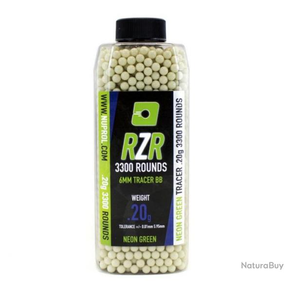 Billes Airsoft 6mm RZR 0.20g bouteilles 3500 bbs TRACER vertes 0,20g VERTE