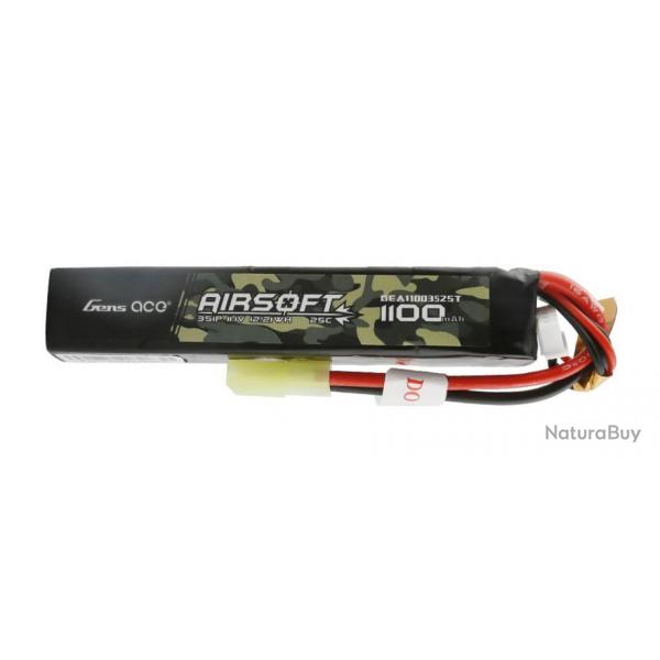 Batterie airsoft Gen Ace Lipo 11.1 V 25C 3S1P 1100mAh 11.1v 1000 mAh Tamiya