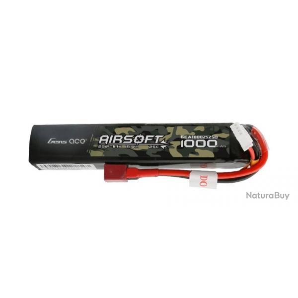 Batterie airsoft Gen Ace Lipo 7.4 V 25C 2S1P 1000mAh 7.4V 1000mah T Plug