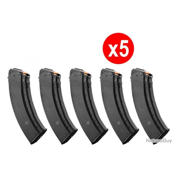 Pack 5 chargeurs 30 coups SAIGA 7.62x39 mm !A1! PACK 5 CHARGEURS SAIGA POLYMERE 7.62X39MM 30 COUPS