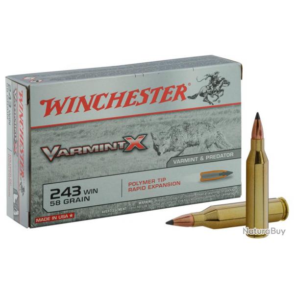 Munition grande chasse Winchester Calibre 243 WIN .243 Win 100 Gr Power Point