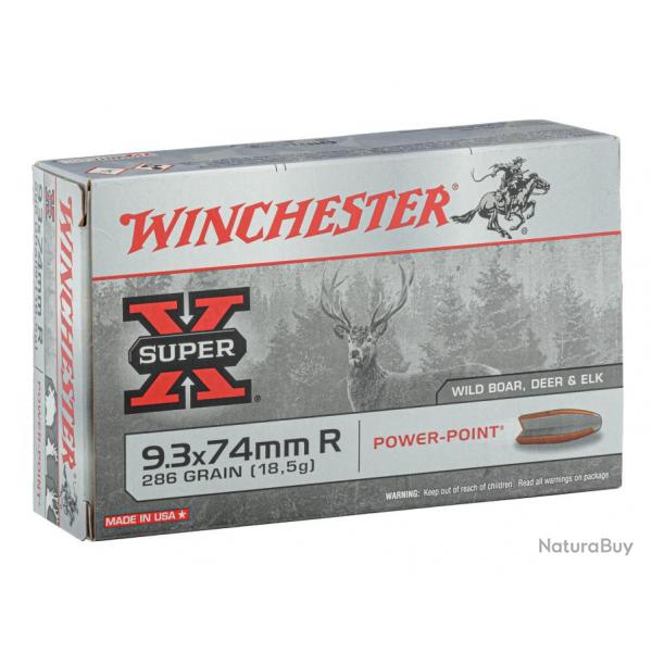 Cartouches Grande Chassse Winchester 9.3 x 74 Winchester CAL 9,3 x 74R, 286gr,Super X Power Point -B