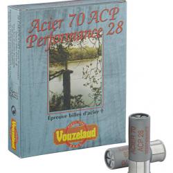 Cartouches Vouzelaud Acier 70 ACP Hautes performances - Cal. 12/70 VOUZELAUD - Acier ACP Greenwad - 