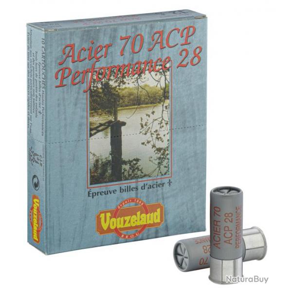 Cartouches Vouzelaud Acier 70 ACP Hautes performances - Cal. 12/70 VOUZELAUD - Acier ACP Greenwad - 