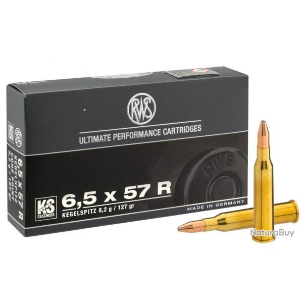 Munition grande chasse RWS CAL 6,5 x 57R KS RWS CAL 6,5 x 57R,127 gr, KS