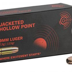 Cartouches 9 mm Luger (9x19 mm) 115 gr Jacketed Hollow Point Geco