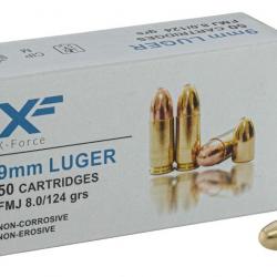 Munitions ATS X-Force Cal. 9x19 mm LUGER 124 grs - Boîte de 50 ATS AMMUNITION 9X19 FMJ 124 GRAIN CIP