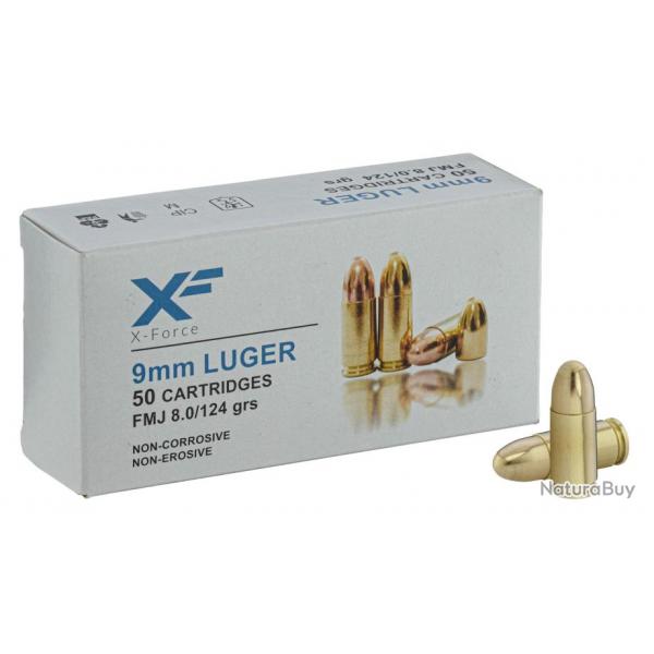 Munitions ATS X-Force Cal. 9x19 mm LUGER 124 grs - Bote de 50 ATS AMMUNITION 9X19 FMJ 124 GRAIN CIP