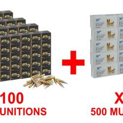 PACK 2000 ATS 5.56x45 55gr FMJ + 500 munitions ATS 9x19 mm 124gr FMJ !B! PACK 2000 ATS 5.56 FMJ 55 G