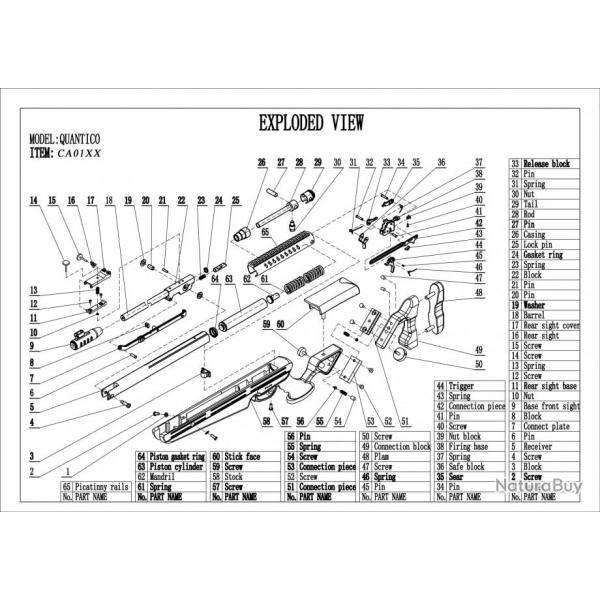 Pices dtaches pour carabine  air QUANTICO COMPLETE REAR SIGHT AND SCREW N10 TO N17