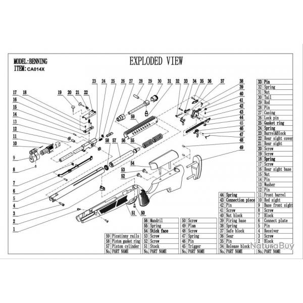 Pices dtaches pour carabine  air BENNING BENING SCREW 01