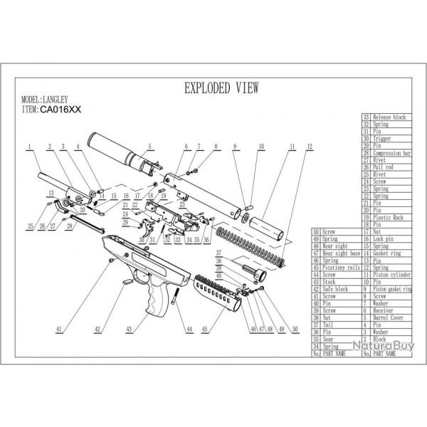 Pices dtaches pour pistolet  air LANGLEY SILENCER NUT N38