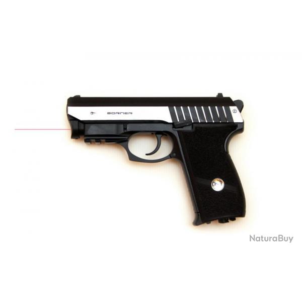 Pistolet CO2 culasse mobile BORNER PANTHER 801 cal. 4.5mm BB's avec laser intgr Pistolet