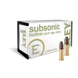 CARTOUCHES ELEY SUBSONIC HOLLOW POINT 38GR 22LR X50