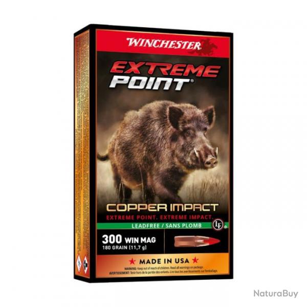 20 Cartouches Winchester cal. 300 Win Mag Extreme Point Copper impact 180 GR