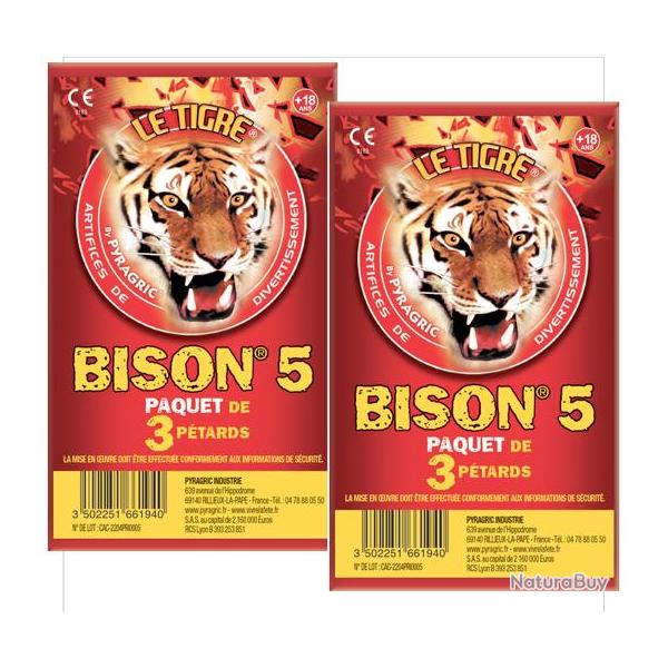 Lot de 2 PAQUET DE 3 PETARD LE TIGRE BISON N5