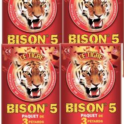 Lot de 4 PAQUET DE 3 PETARD LE TIGRE BISON N°5