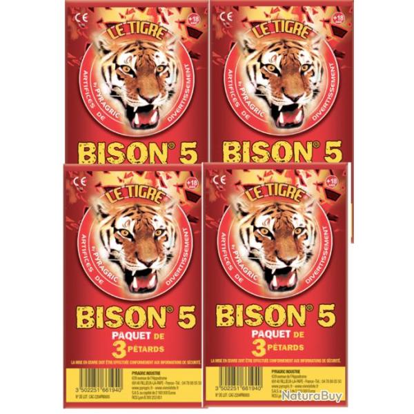 Lot de 4 PAQUET DE 3 PETARD LE TIGRE BISON N5