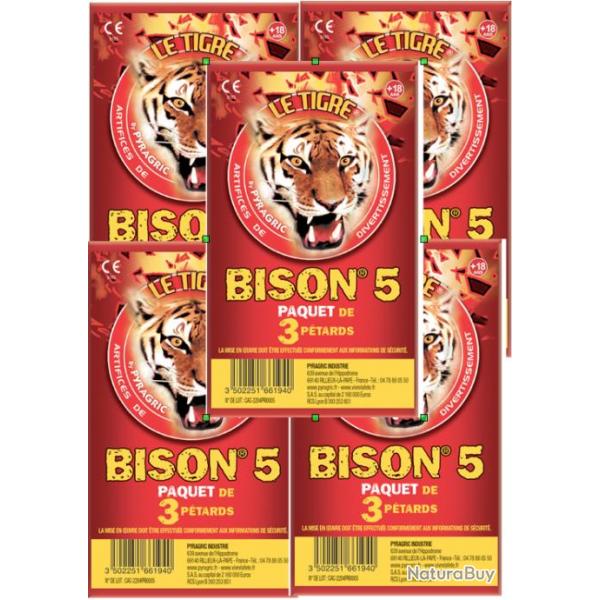 PROMO - Lot de 5X PAQUET DE 3 PETARD LE TIGRE BISON N5