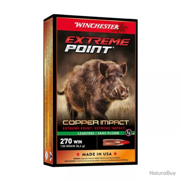 20 Cartouches Winchester cal. 270 Win Extreme Point Copper Impact 130 GR