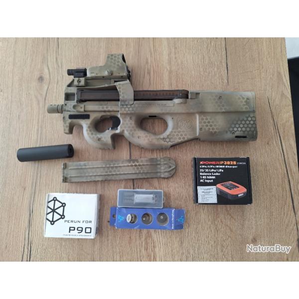 P90 cybergun upgrad high torque + perun et accessoires