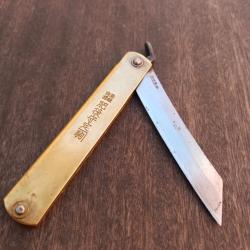 Ancien Grand Couteau HIGONOKAMI Manche en Laiton