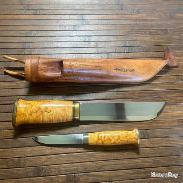 BEAU ET TRS GRAND COUTEAU AVEC SON BATARDEAU DE CHASSE PUUKKO LAPON SAAMI AVEC FOURREAU .