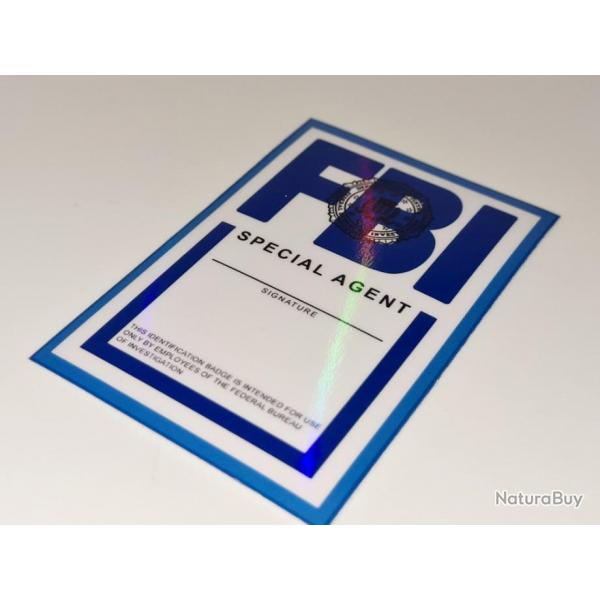 NOUVEAU! REPRODUCTION BADGE / CARTE FBI HOLOGRAPHIQUE  PLASTIFIE !