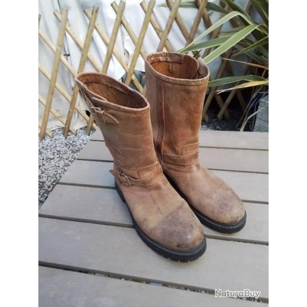 Bottes cuir marron taille 42 excellent etat non coquees