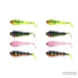 Leurre Souple Fox Rage Micro Spikey Fry UV 4cm Mixed Colour 4cm par 8 UV Red Wake, UV Hot Olive, UV 