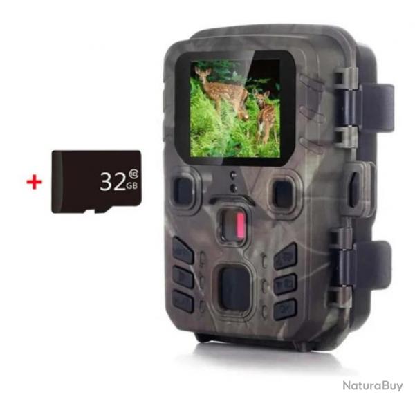 Camra de chasse, Etanche, dtecteur de mouvements, avec carte 32Gb 1080P HD, Vision nocturne