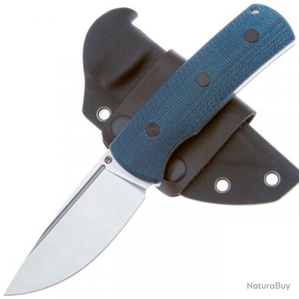 Couteau Petrified Fish Beluga Blue Manche Micarta Lame Satin Acier N690 Etui Kydex PFKP01FBMS