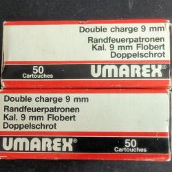 100 cartouches (2x50) - boites - double charge 9mm FLOBERT - UMAREX - Plombs assortis 6/7,5