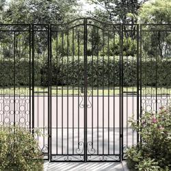 Portail de jardin noir 121x8x180 cm fer forgé