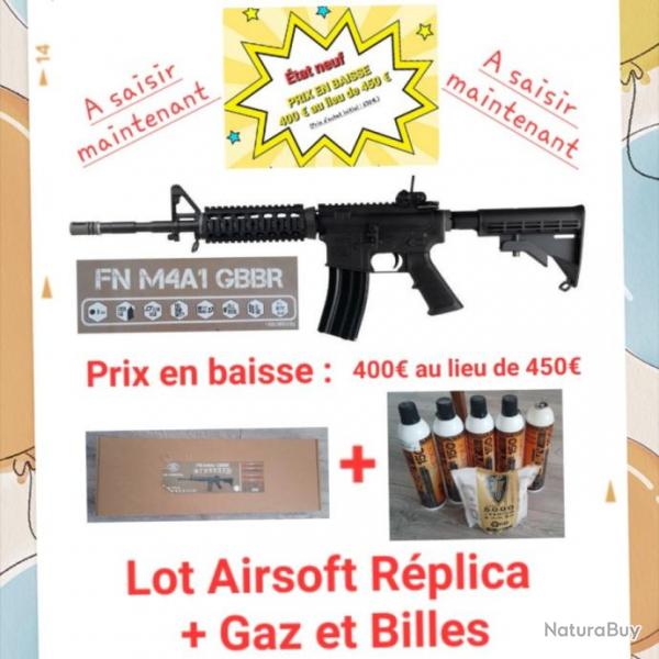 Rplique Airsoft M4 A1 GBB. tat neuf, vendu avec billes et gaz.