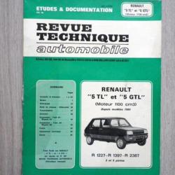 Revue Technique Automobile - RTA - voiture RENAULT  - 5 TL / GTL